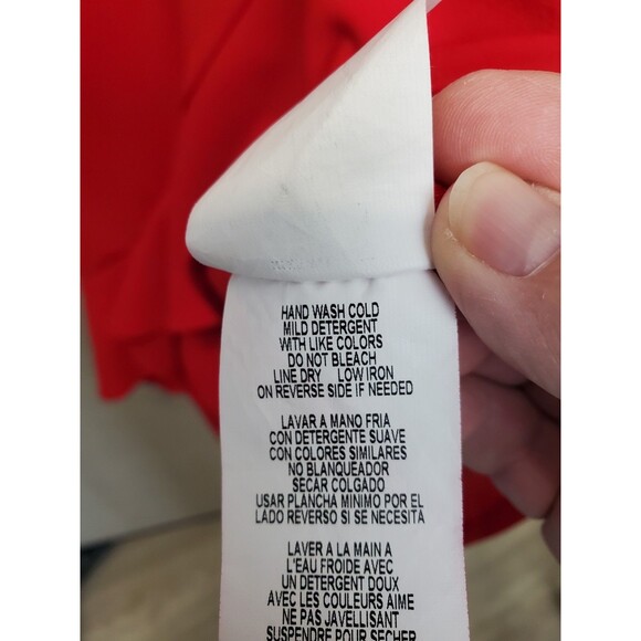 Bebe Red Ruffle Hem Sleeveless Dress Keyhole Back Size 12 - Picture 5 of 5